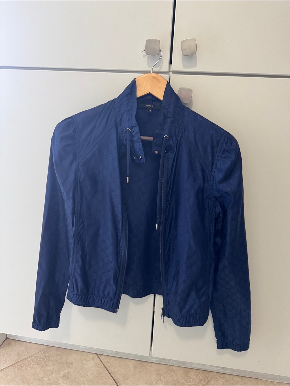 Gucci Navy Bomber Jacket with Subtle Monogram